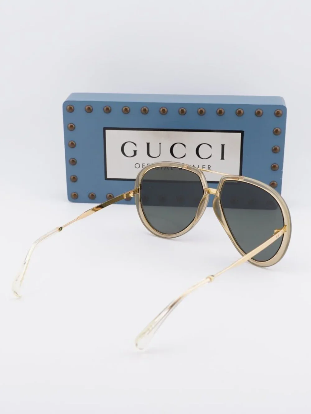 Gucci GG0904S 002 Aviator Sunglasses - Gold / Grey